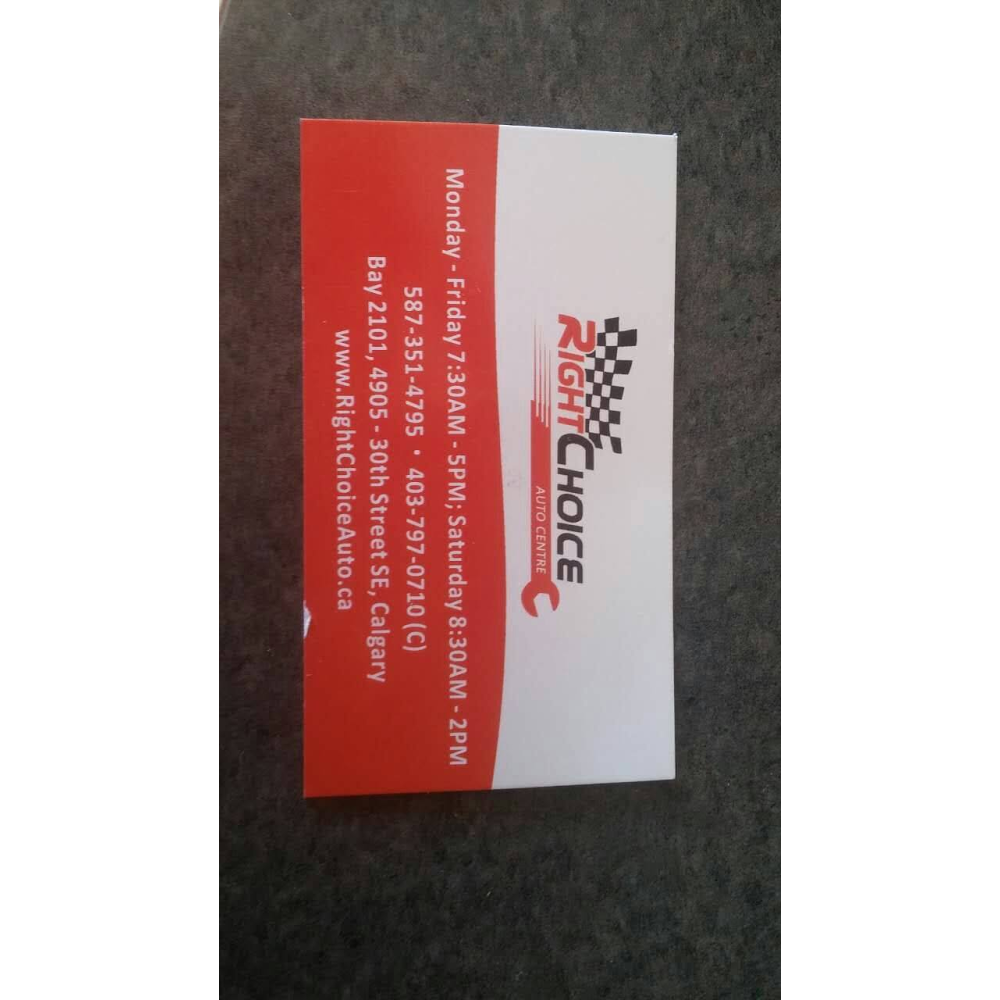 Right Choice Auto Centre | 4905 30 St SE #2101, Calgary, AB T2B 0P1, Canada | Phone: (587) 351-4795