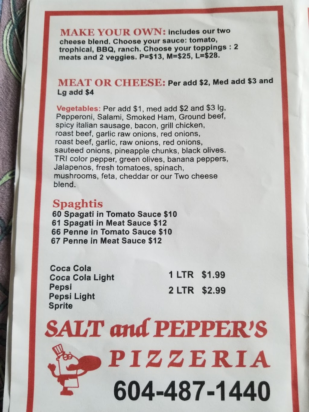 Salt and Peppers Pizzeria | 5C1, 2365 Lang Bay Rd, Powell River, BC V8A 0N5, Canada | Phone: (604) 487-1440