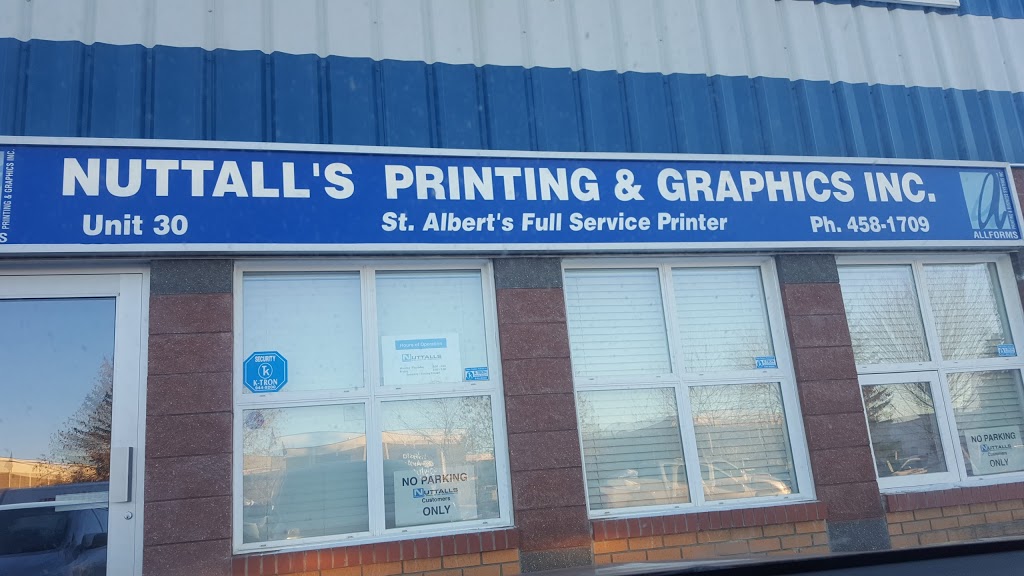 Nuttalls Printing & Graphics Inc | 40 Chisholm Ave #30, St. Albert, AB T8N 7K6, Canada | Phone: (780) 458-1709
