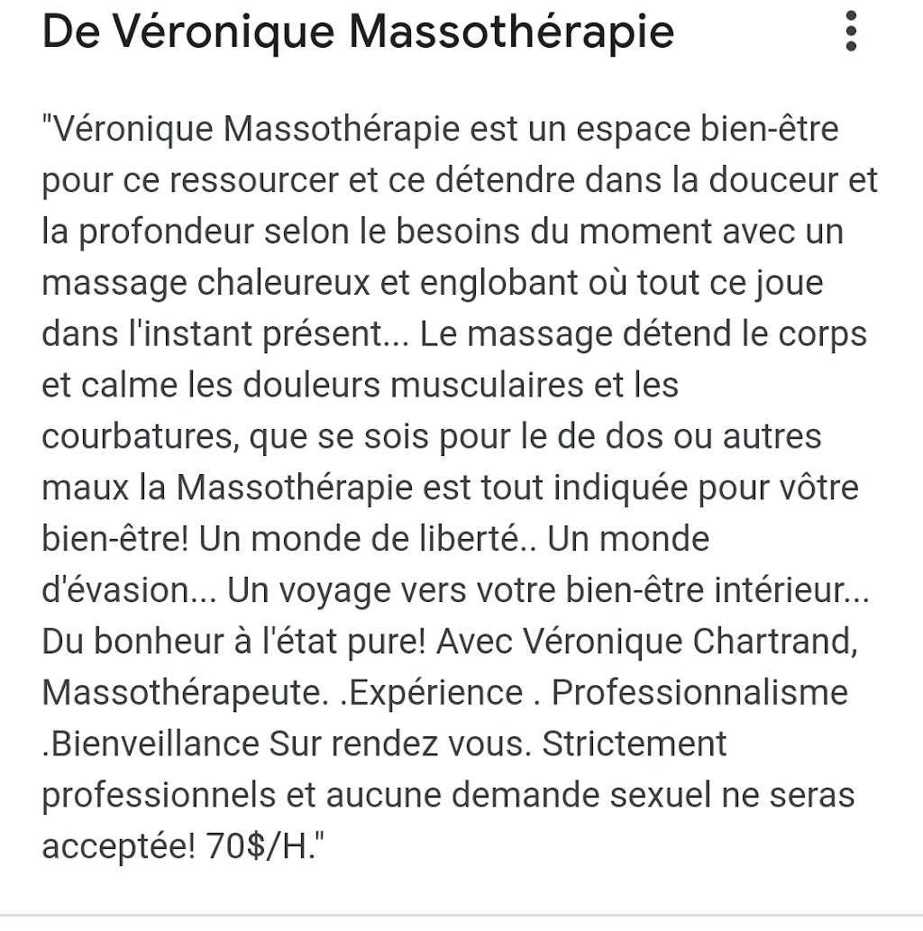 Véronique Massothérapie | 311 Chem. du Lac Écho, Morin-Heights, QC J0R 1H0, Canada | Phone: (450) 694-0374