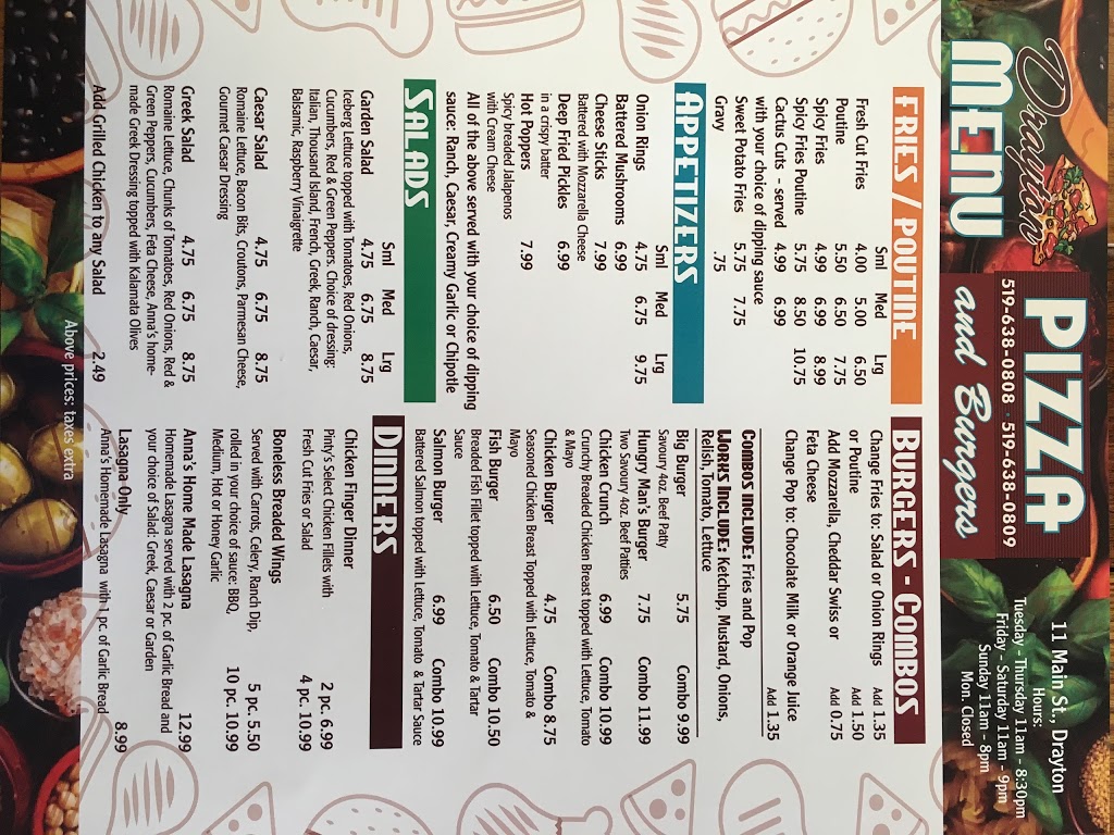 Drayton Pizza | 11 Main St E, Drayton, ON N0G 1P0, Canada | Phone: (519) 638-0808