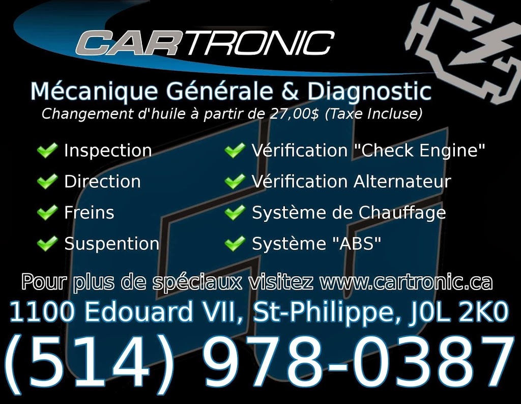 Cartronic | 1100 Route Édouard VII, Saint-Philippe, QC J0L 2K0, Canada | Phone: (514) 978-0387