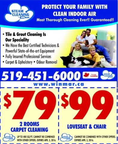 Steam Cleaning By Winmar | laundry | 171 Stronach Crescent, London, ON N5V 3G5, Canada | 5194516000 OR +1 519-451-6000