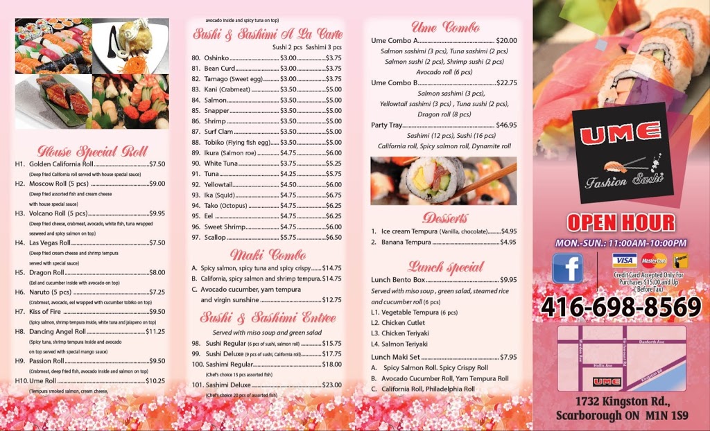 Ume Fashion Sushi | 1732 Kingston Rd, Scarborough, ON M1N 1S8, Canada | Phone: (416) 698-8569
