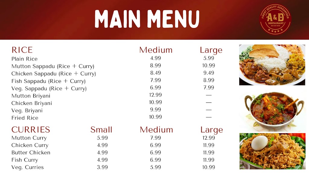 A&D Restaurant | 9909 Markham Rd, Markham, ON L6E 0B7, Canada | Phone: (905) 201-3030