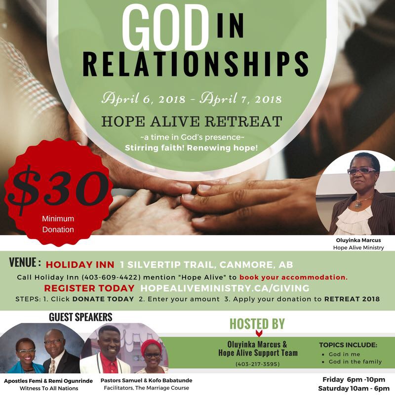 Hope Alive Ministry | 5940 Macleod Trail SW, Calgary, AB T2H 2G4, Canada | Phone: (403) 217-3595