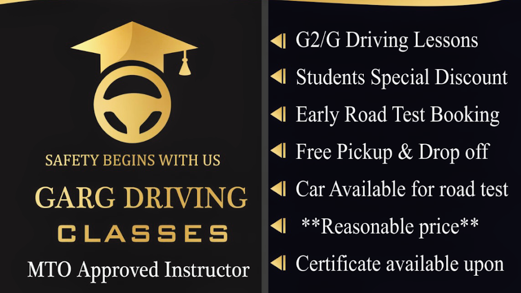 Garg Driving Classes | 24 Seahorse Ave, Brampton, ON L6V 4N7, Canada | Phone: (647) 909-0786