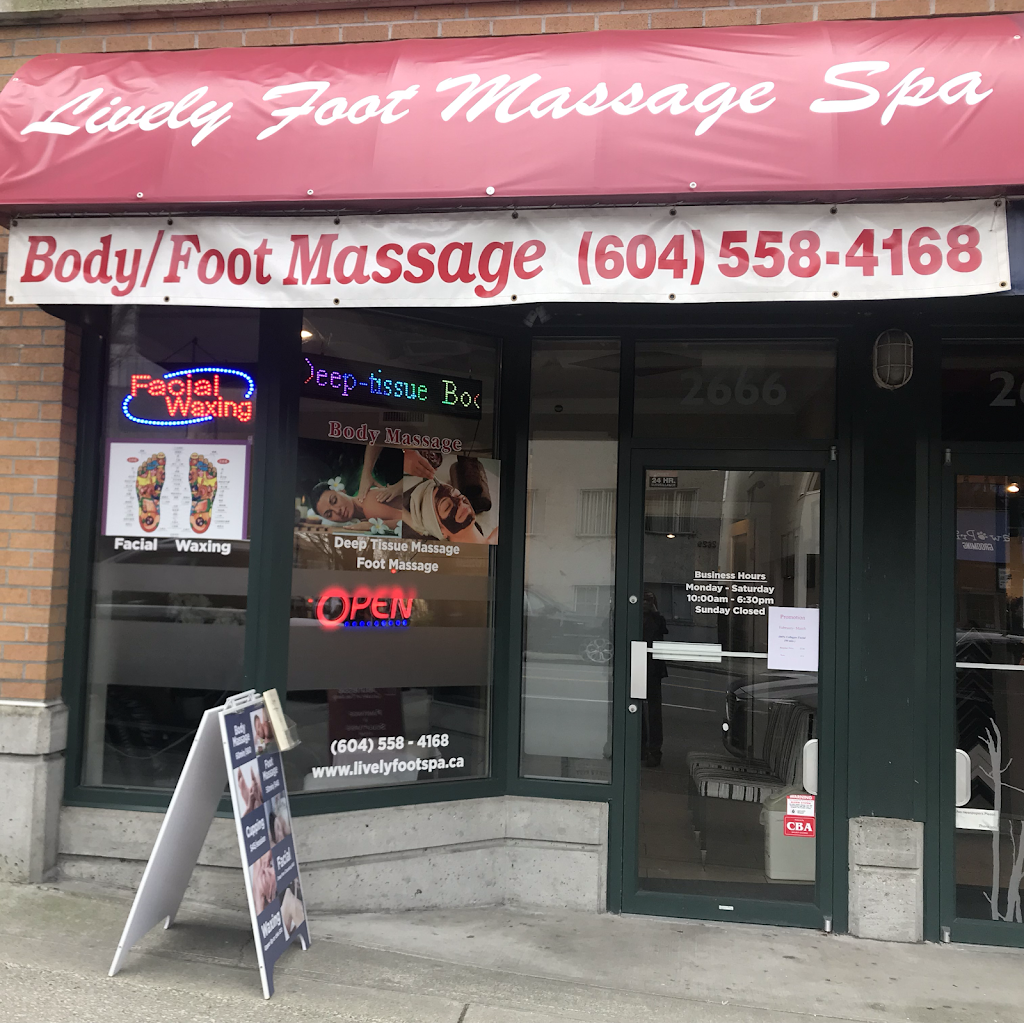 Lively Foot Massage | spa | 2666 W 4th Ave, Vancouver, BC V6K 1P7, Canada | 6045584168 OR +1 604-558-4168