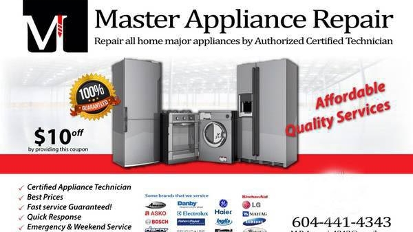 Master Appliance Service Ltd. | 19451 Sutton Ave #86, Pitt Meadows, BC V3Y 0G6, Canada | Phone: (604) 441-4343
