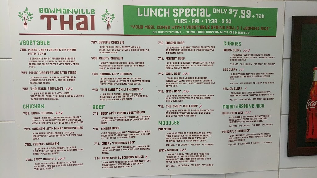 Bowmanville Thai | 9 King St E, Bowmanville, ON L1C 1N2, Canada | Phone: (905) 697-6262