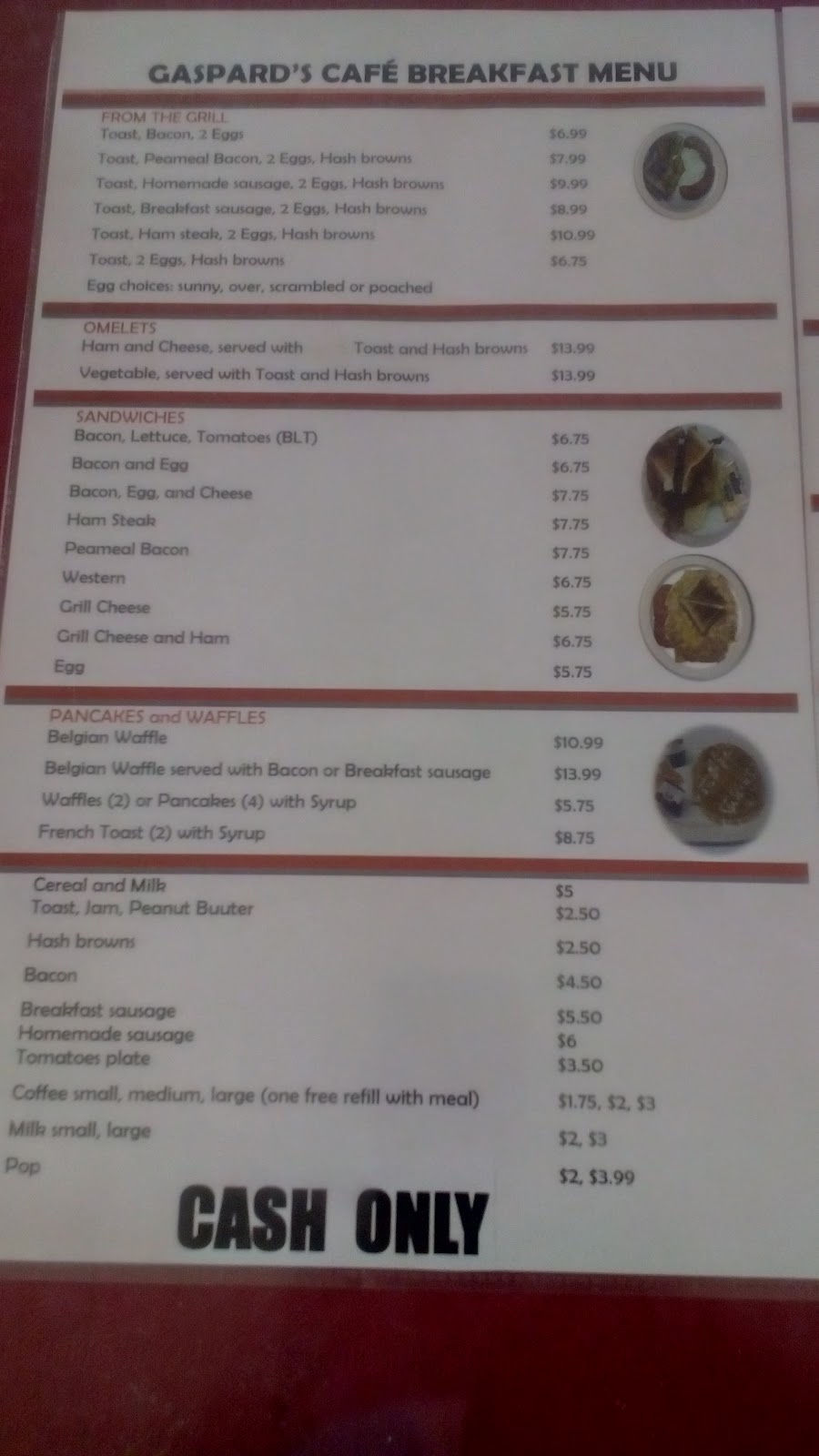 Gaspards Cafe | 399 Erie St S, Leamington, ON N8H 3E6, Canada | Phone: (519) 326-5519