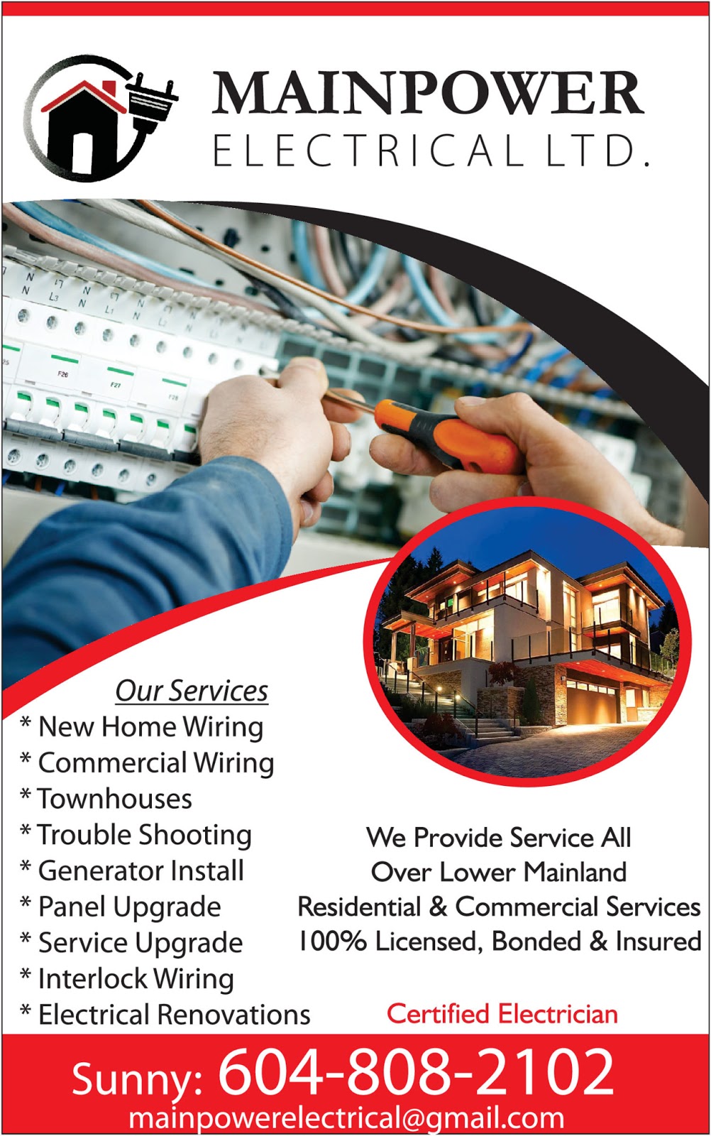 Mainpower Electrical Ltd | 7820 140 St, Surrey, BC V3W 5K4, Canada | Phone: (604) 808-2102