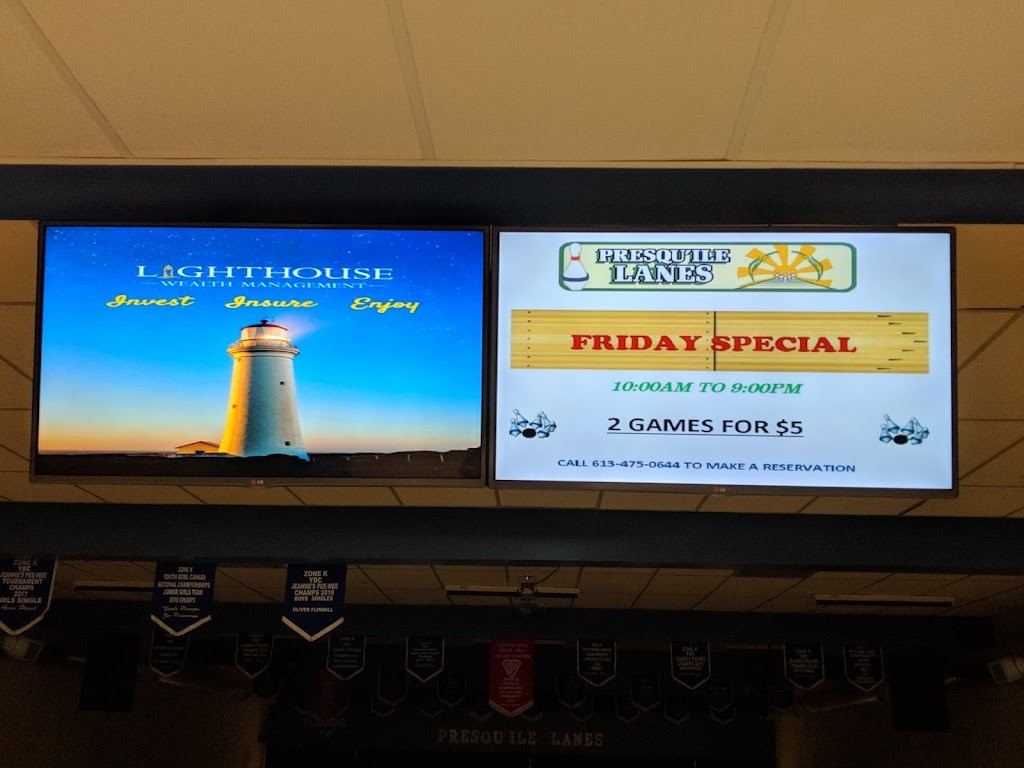 Presquile Lanes | 39 Main St, Brighton, ON K0K 1H0, Canada | Phone: (613) 475-0644