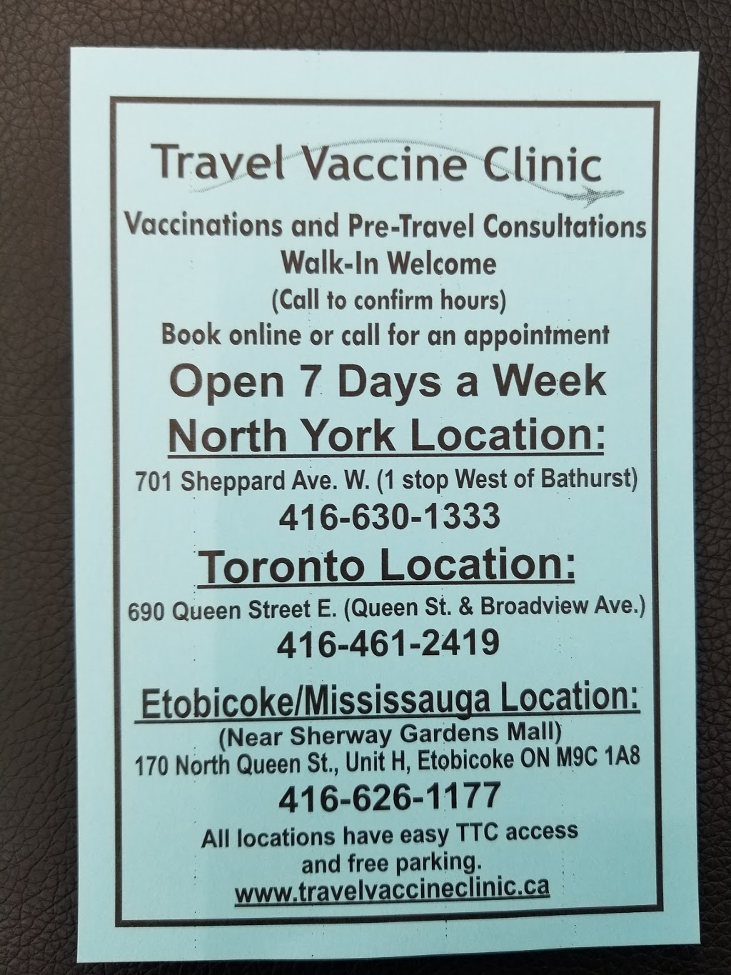 travel vaccine clinic etobicoke