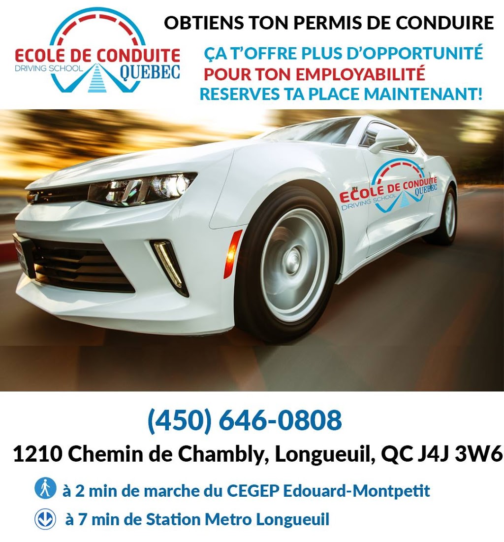 École de conduite Quebec | Longueuil | 1210 Chemin de Chambly, Longueuil, QC J4J 3W6, Canada | Phone: (450) 646-0808
