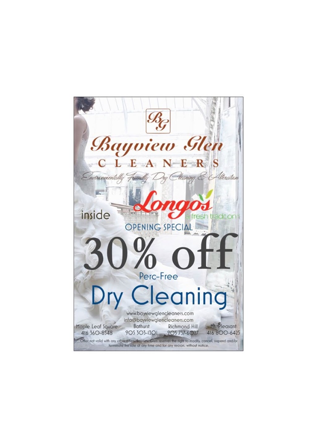Bayview Glen Cleaners inside Longos | 65 Dufay Rd, Brampton, ON L7A 0B5, Canada | Phone: (416) 800-6425