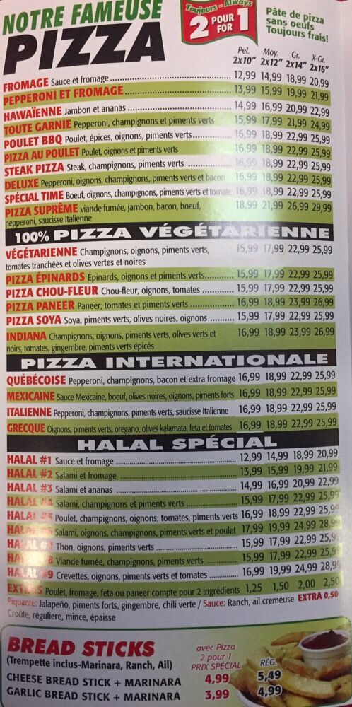 Pizza Time | 1655 Av Dollard, LaSalle, QC H8N 1T7, Canada | Phone: (514) 365-2666