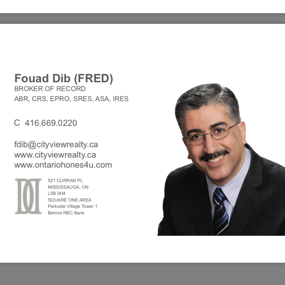 Fred Dib - CITYVIEW REALTY INC., BROKERAGE | 525 Curran Place, Mississauga, ON L5B 0H4, Canada | Phone: (416) 669-0220