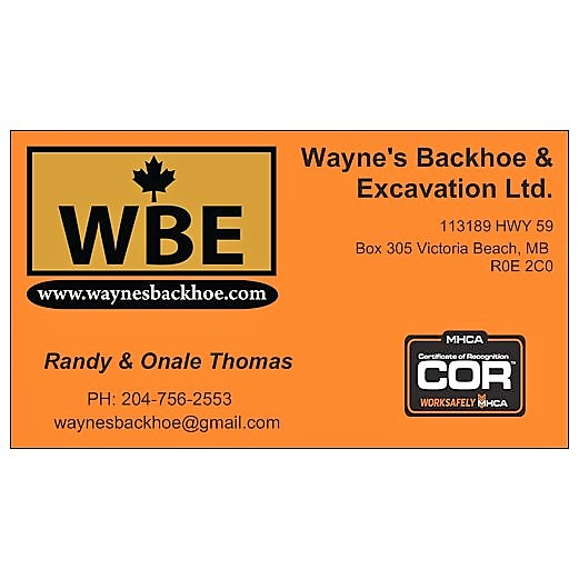 Waynes Backhoe & Excavation LTD | 113189, Provincial Trunk Highway 59, Victoria Beach, MB R0E 2C0, Canada | Phone: (204) 756-2553