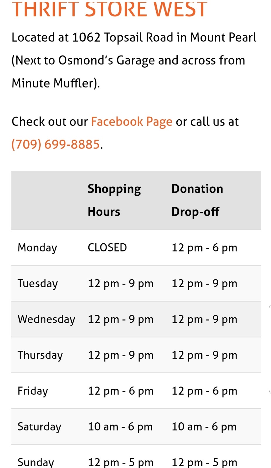 SPCA Thrift Store West | 1062 Topsail Rd, Mount Pearl, NL A1N 5G4, Canada | Phone: (709) 699-8885