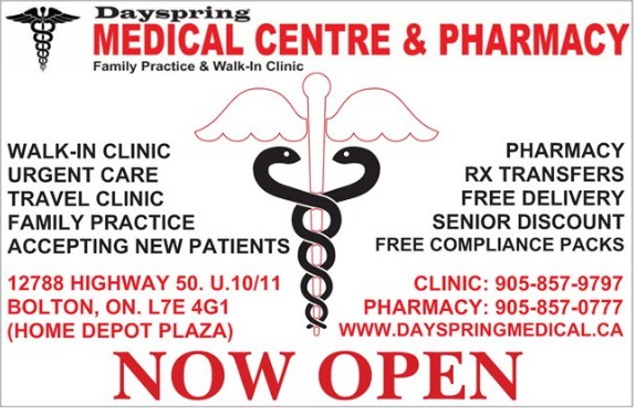 Dayspring Medical Centre | doctor | 12788 Hwy 50 #10, Bolton, ON L7E 4G1, Canada | 9058579797 OR +1 905-857-9797