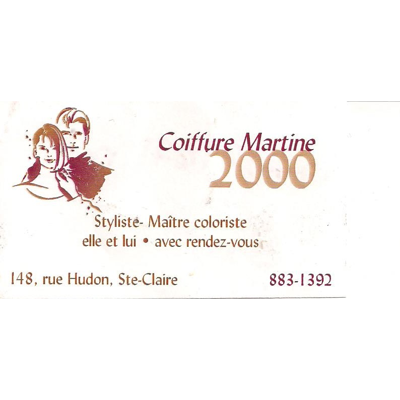 COIFFURE MARTINE 2000 | 148 Rue Hudon, Sainte-Claire, QC G0R 2V0, Canada | Phone: (418) 883-1392