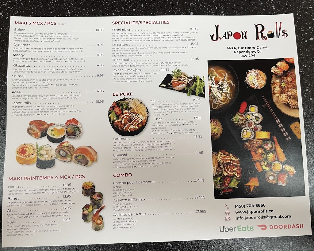 Japon Rolls | 148a Rue Notre-Dame, Repentigny, QC J6A 2P4, Canada | Phone: (450) 704-3666