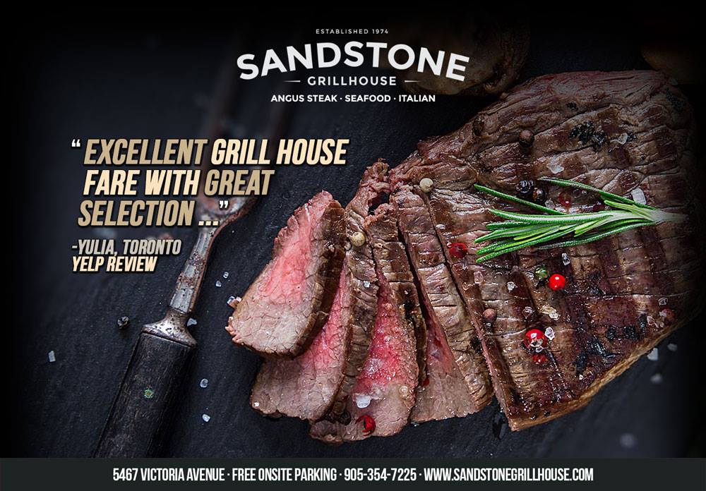 Sandstone Grillhouse | 5467 Victoria Ave, Niagara Falls, ON L2G 3L3, Canada | Phone: (905) 354-7225