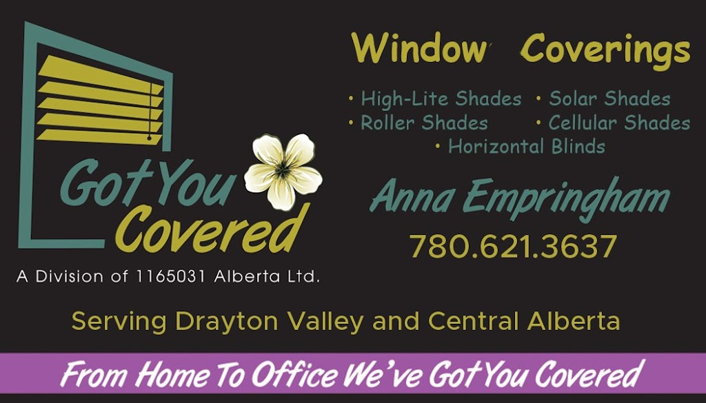 GOT YOU COVERED Window Coverings and More | 4469 36 St, Drayton Valley, AB T7A 0A1, Canada | Phone: (780) 621-3637