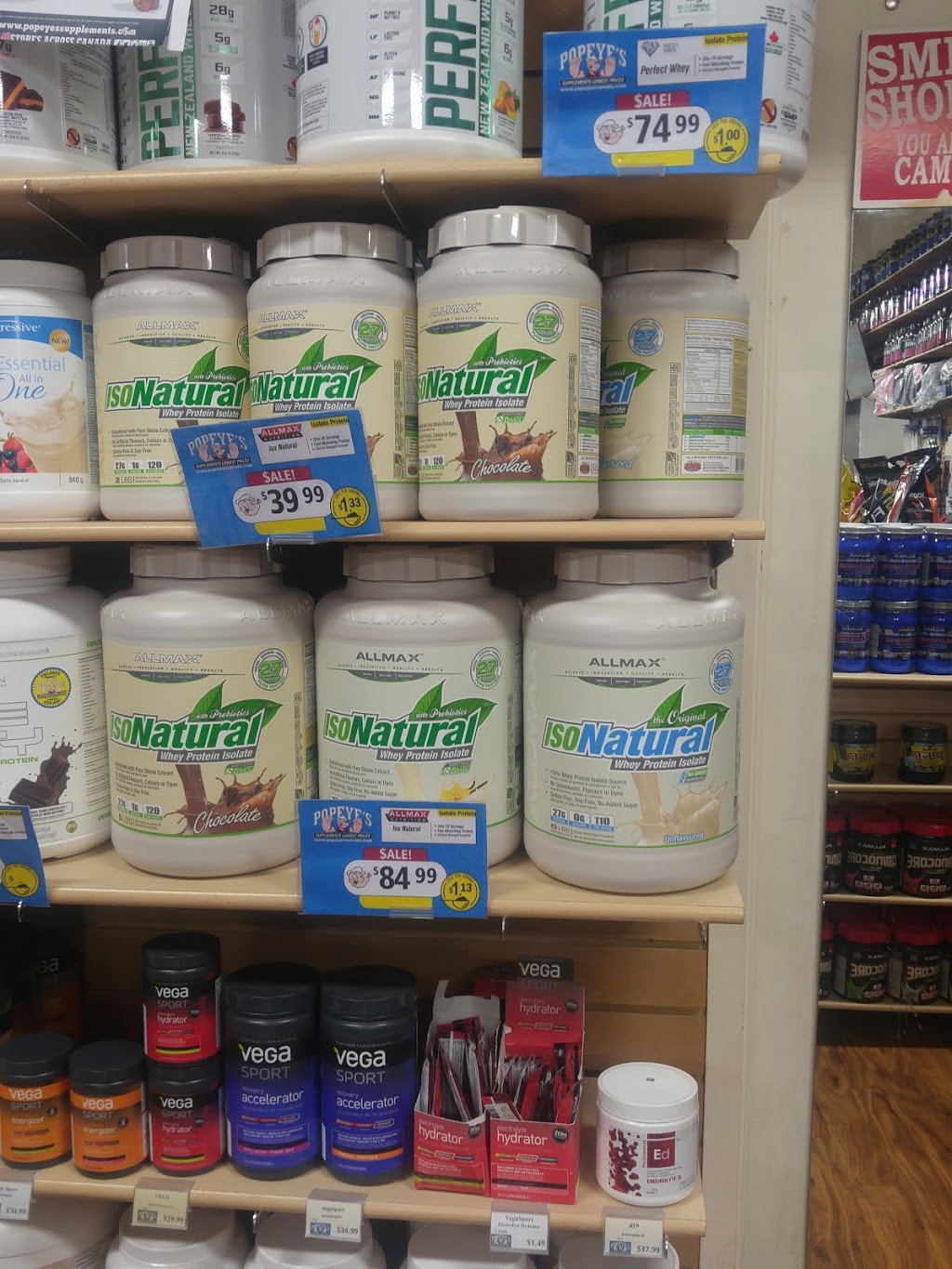 Popeyes Supplements Mississauga North | 6550 Meadowvale Town Centre Cir #4, Mississauga, ON L5N 4B7, Canada | Phone: (905) 369-0570