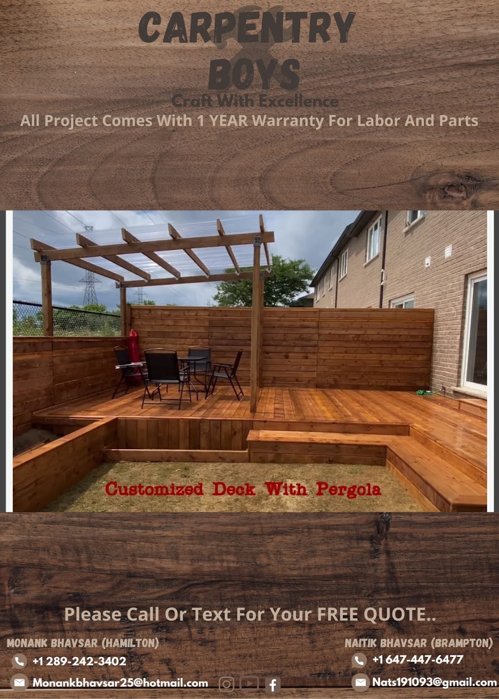 CARPENTRY BOYS | 120 Vineberg Dr #14, Hamilton, ON L8W 0B5, Canada | Phone: (289) 242-3402