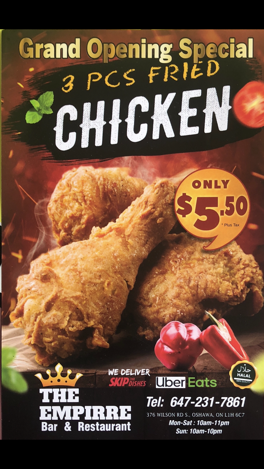 The Empirre Restaurant - Delight in every bite | 376 Wilson Rd S, Oshawa, ON L1H 6C7, Canada | Phone: (905) 728-6117