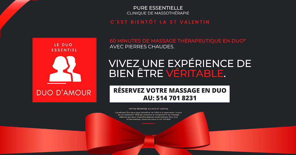 Pure Essentielle Clinique de Massothérapie | 4058 Rue Monselet Suite 112, Montréal-Nord, QC H1H 2C5, Canada | Phone: (514) 701-8231