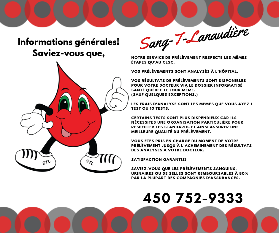 Sang-T-Lanaudière | 3220 Chem. de la Visitation, Saint-Ambroise-de-Kildare, QC J0K 1C0, Canada | Phone: (450) 752-9333