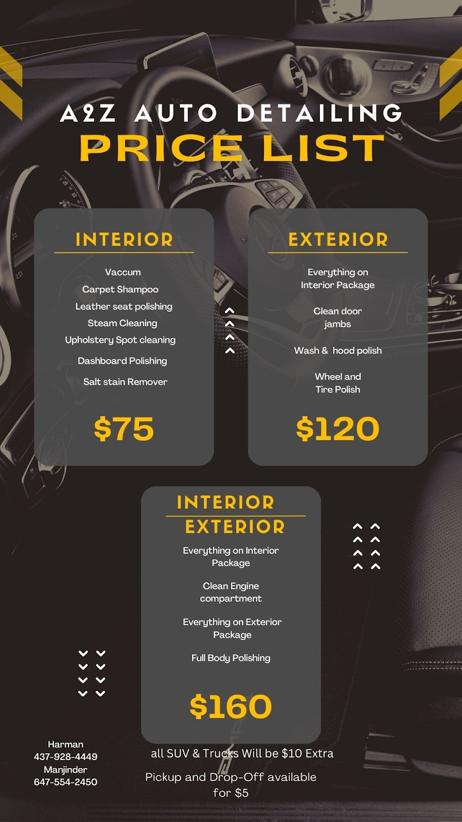 a2z auto detailing | 225 Kendra St, Moncton, NB E1C 8Y4, Canada | Phone: (437) 928-4449