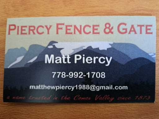 Piercy Fence & Gate | 1760 Dogwood Ave, Comox, BC V9M 2X3, Canada | Phone: (778) 992-1708