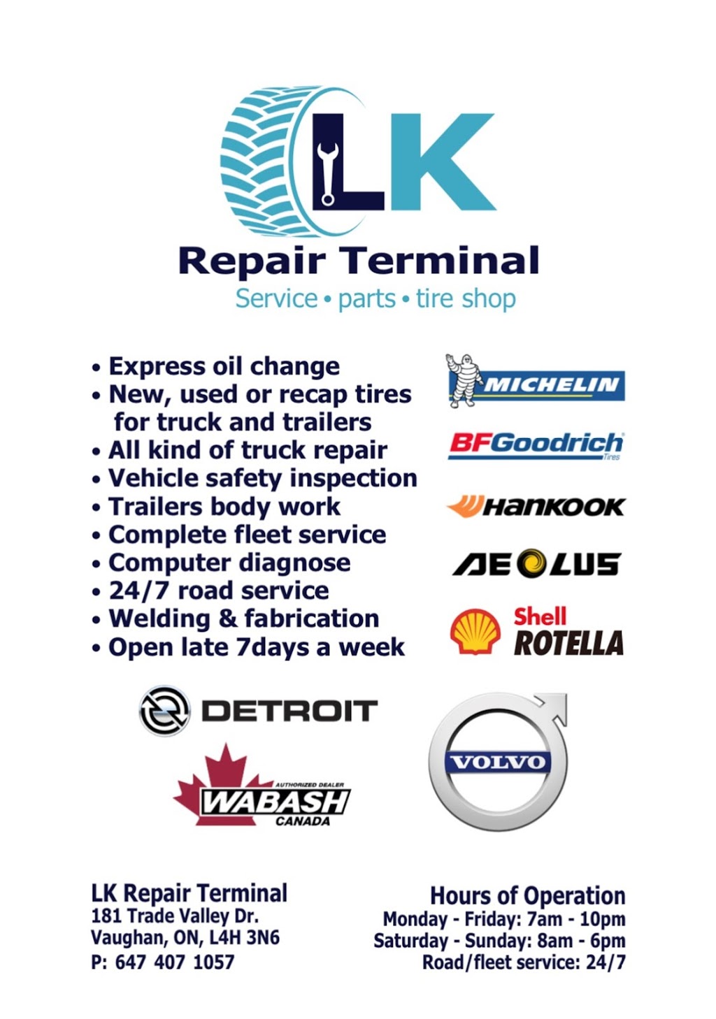 LK REPAIR TERMINAL | 181 Trade Valley Dr, Woodbridge, ON L4H 3N6, Canada | Phone: (905) 453-5582