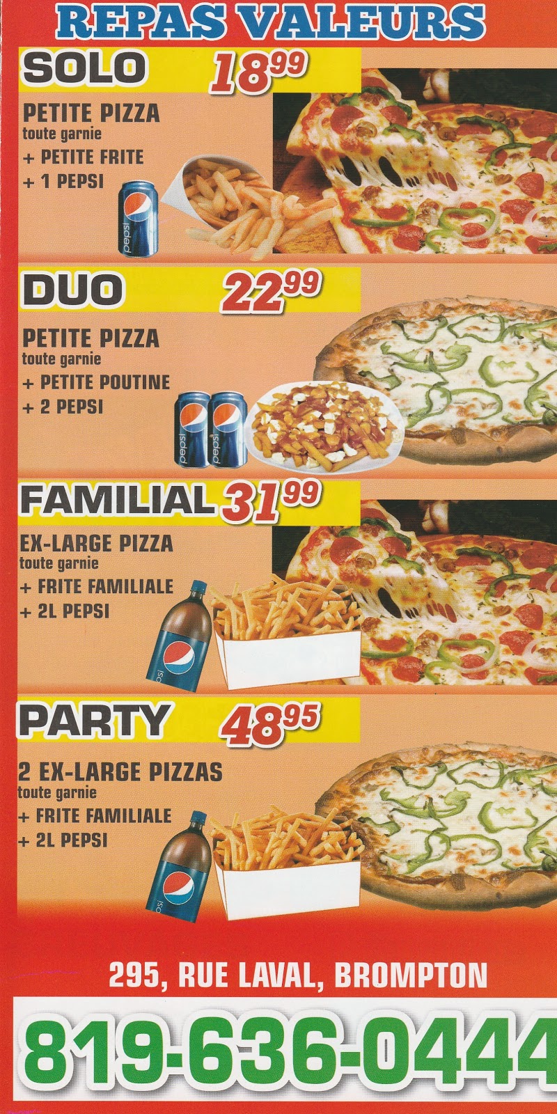 Pizza Brompton | 295 Rue Laval, Sherbrooke, QC J1C 0R1, Canada | Phone: (819) 636-0444