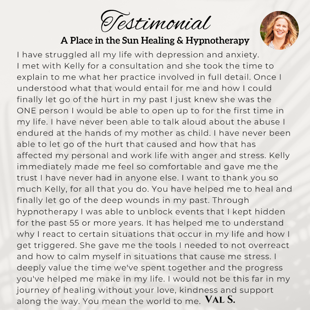 A Place in the Sun Healing & Hypnotherapy | 481 Head St #5, Victoria, BC V9A 5S1, Canada | Phone: (250) 891-2946