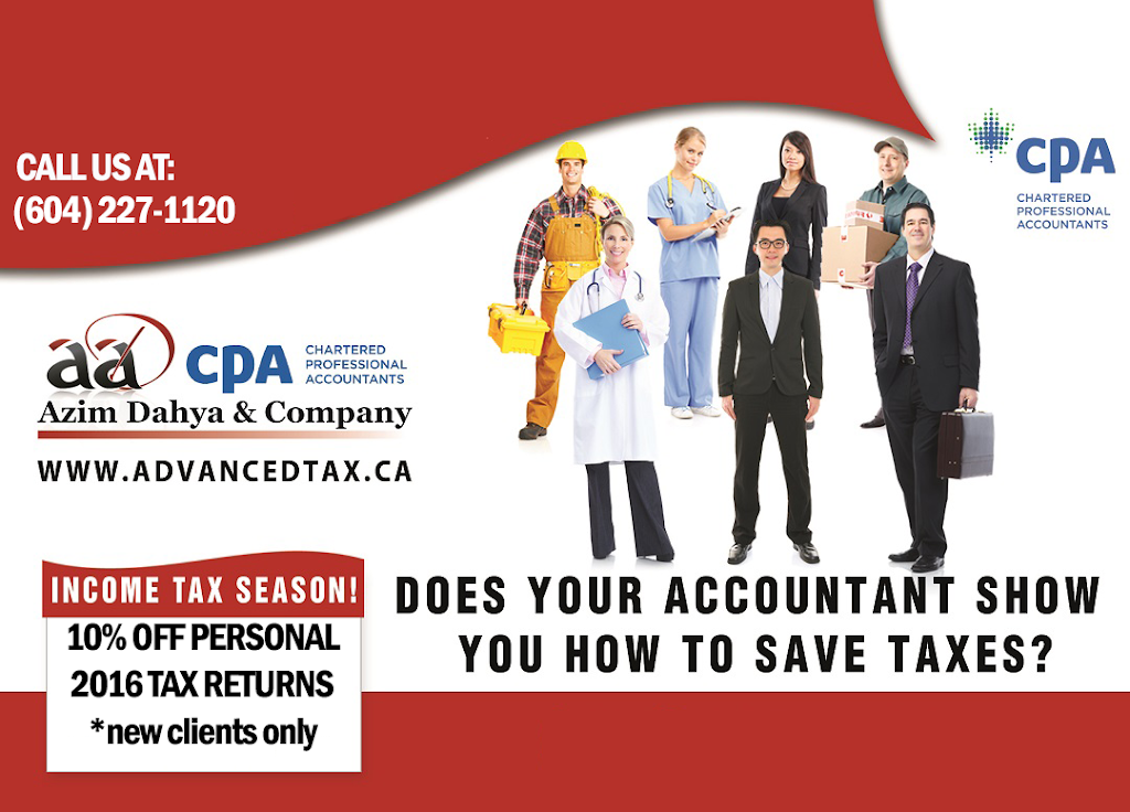 Azim Dahya & Company, CPA | 11590 Cambie Rd #235, Richmond, BC V6X 3Z5, Canada | Phone: (604) 227-1120