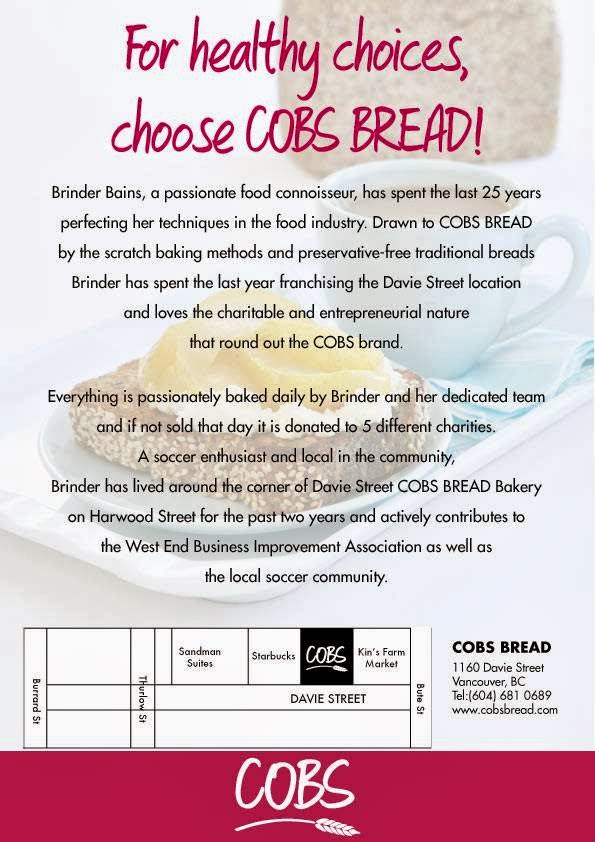 COBS Bread Bakery | 1160 Davie St, Vancouver, BC V6E 1N1, Canada | Phone: (604) 681-0689