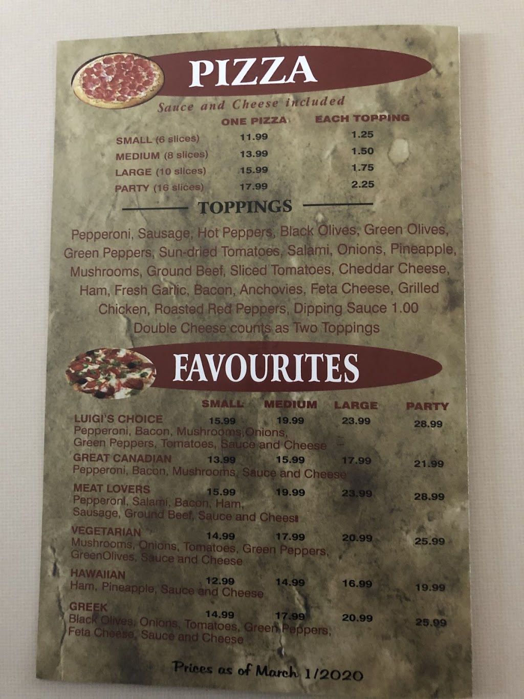 Luigis Pizzeria | 32 King St E, Bobcaygeon, ON K0M 1A0, Canada | Phone: (705) 738-2223