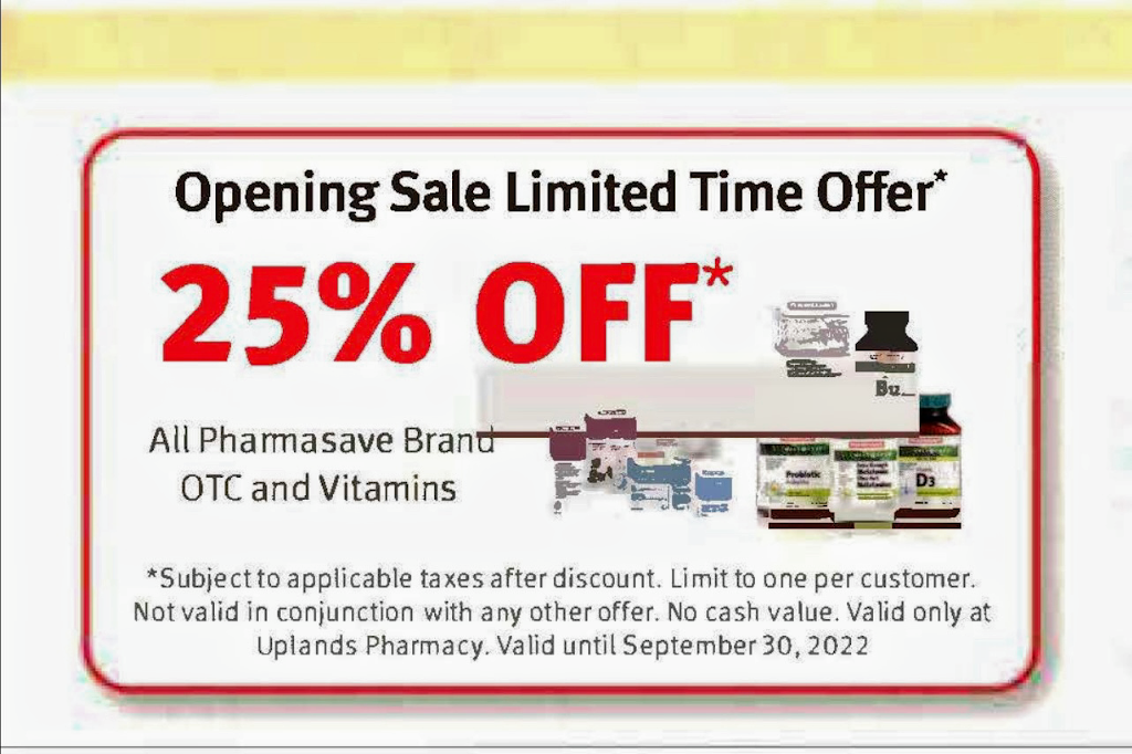 Pharmasave Uplands Pharmacy | 380 Hunt Club Rd unit 101, Ottawa, ON K1V 1C1, Canada | Phone: (613) 216-7100