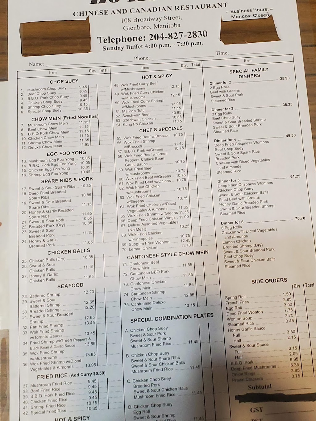 Ho Ho Cafe | 108 Broadway St, Glenboro, MB R0K 0X0, Canada | Phone: (204) 827-2830