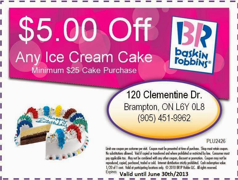 Baskin Robbins | 120 Clementine Dr, Brampton, ON L6Y 0L8, Canada | Phone: (905) 451-9962