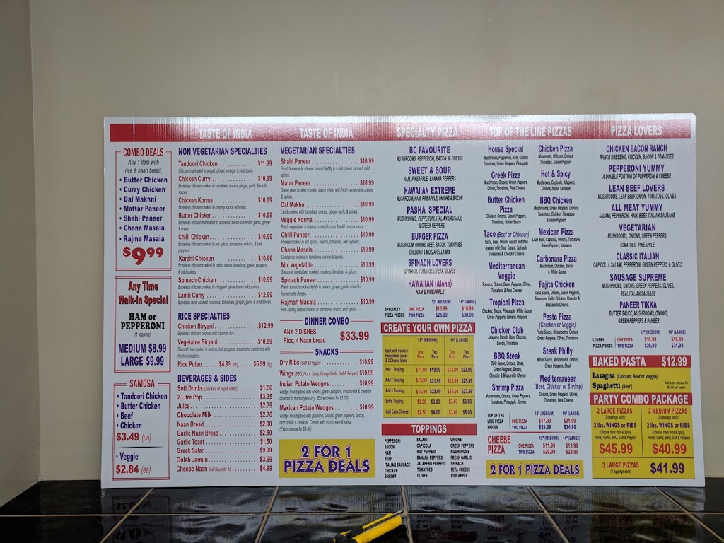 Pashas Pizza & Indian Food | 148 Bridge St, Princeton, BC V0X 1W0, Canada | Phone: (250) 295-0731