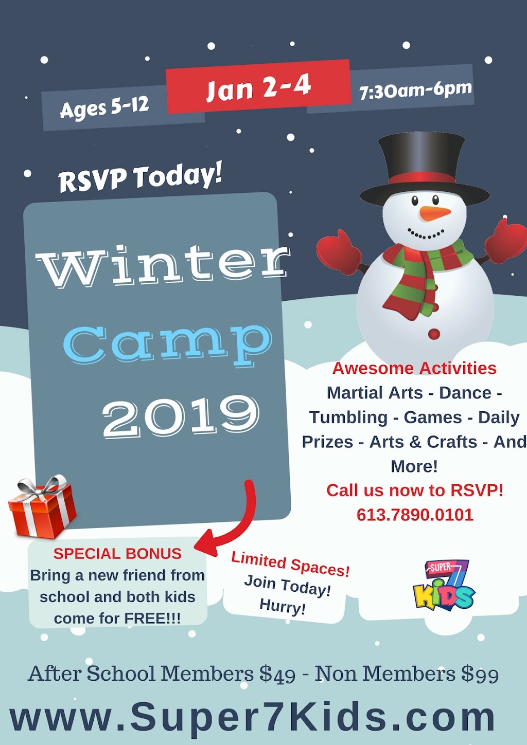 Super 7 Kids After School Program & Summer Camp - Kanata | 737 Silver Seven Rd Unit 6, Kanata, ON K2V 1C3, Canada | Phone: (613) 789-0101
