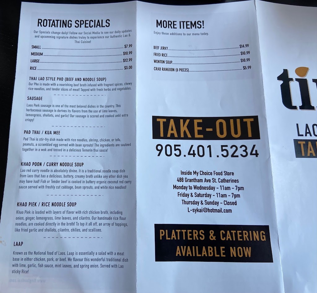 TING LAO Thai take out | in side my choice food store, 488 Grantham Ave, St. Catharines, ON L2M 3J7, Canada | Phone: (905) 401-5234