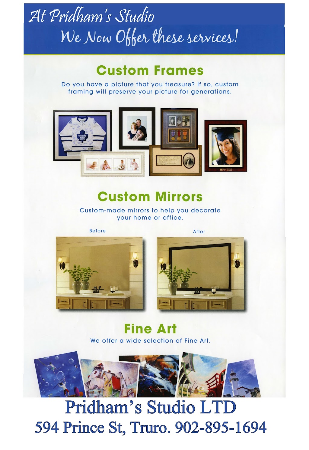 Pridhams Studio Ltd | 594 Prince St, Truro, NS B2N 1G3, Canada | Phone: (902) 895-1694