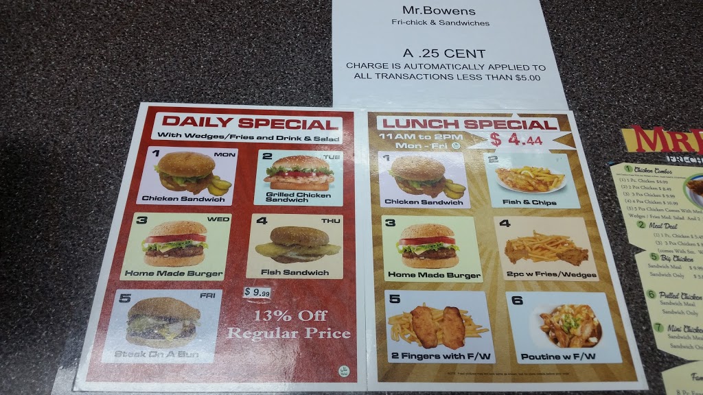 Mr Bowens Fri-Chick & Sandwich | 94 Bridgeport Rd E #19, Waterloo, ON N2J 2J9, Canada | Phone: (519) 747-1300